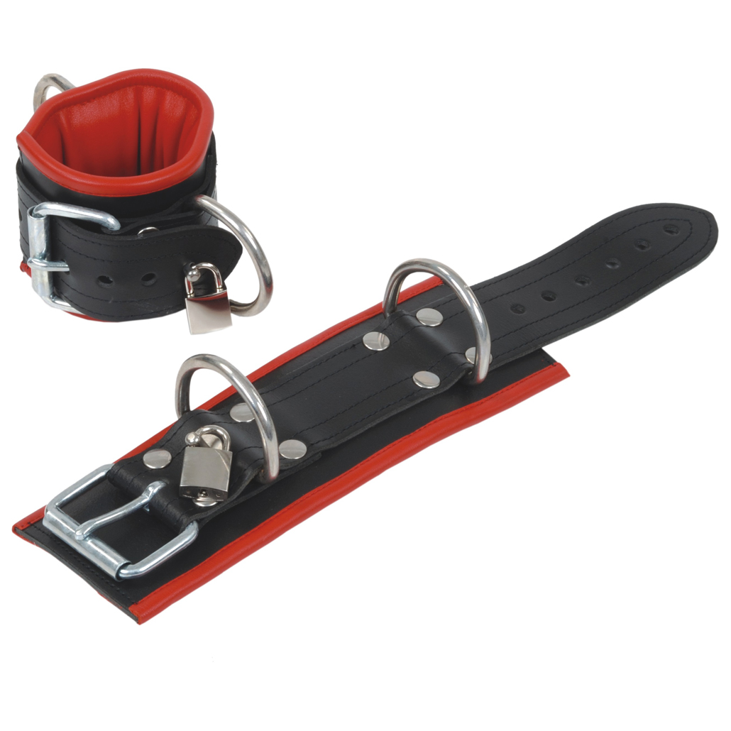 lockable handcuffs, black-red