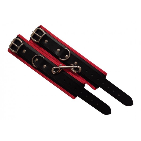 Handcuffs inside red imitation suede