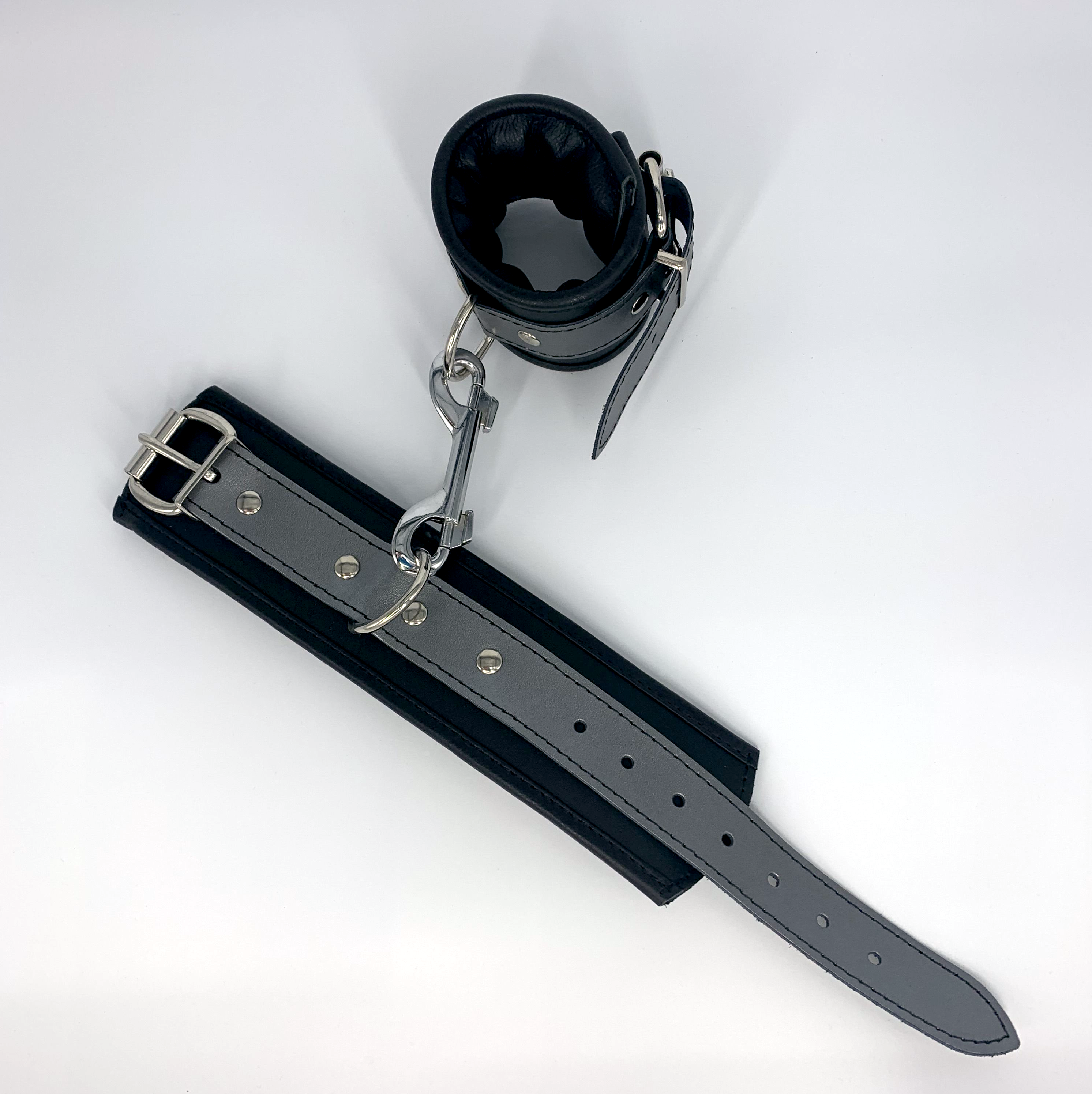 Handcuffs with silver leather
