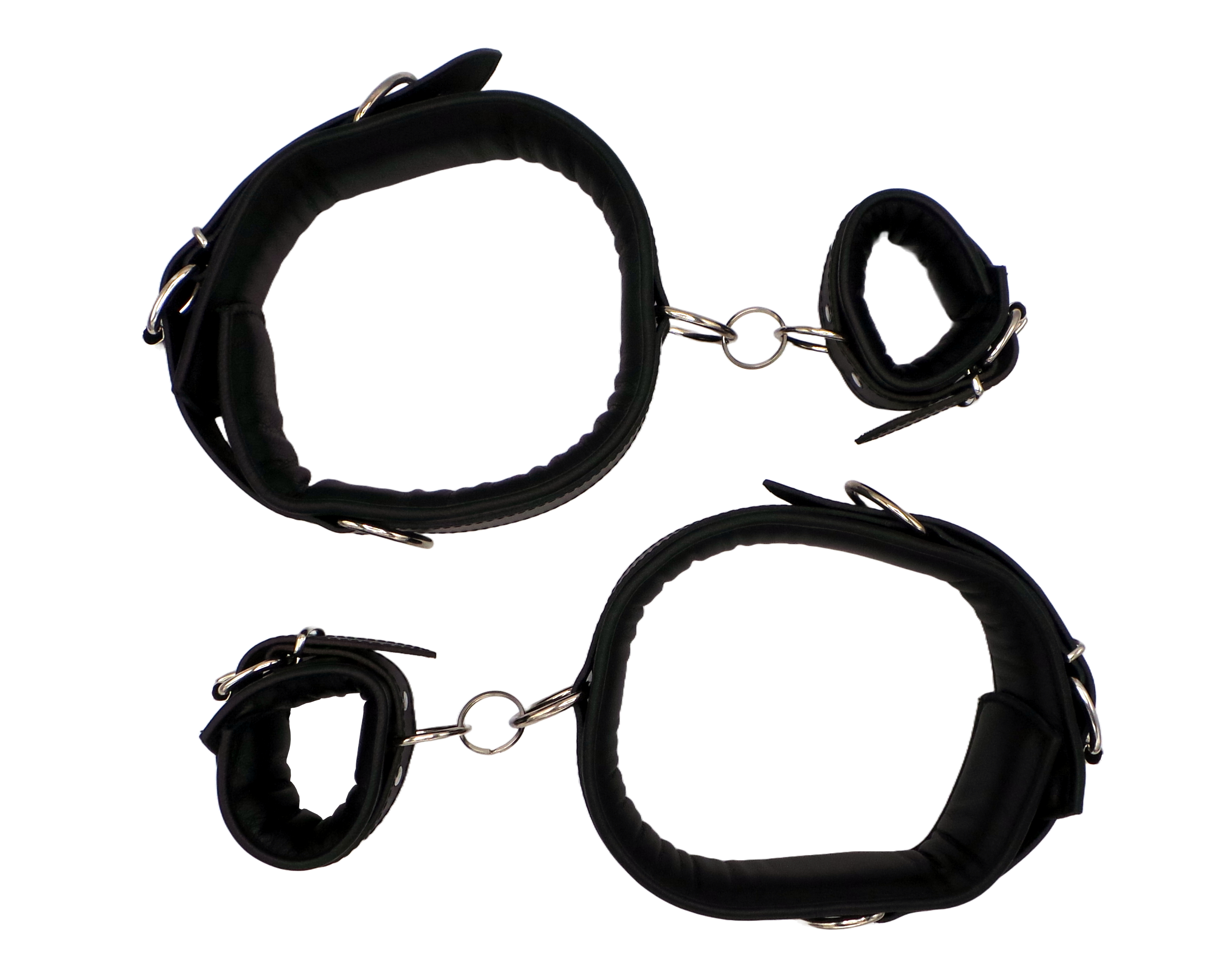 Thigh cuffs with handcuffs (pair)