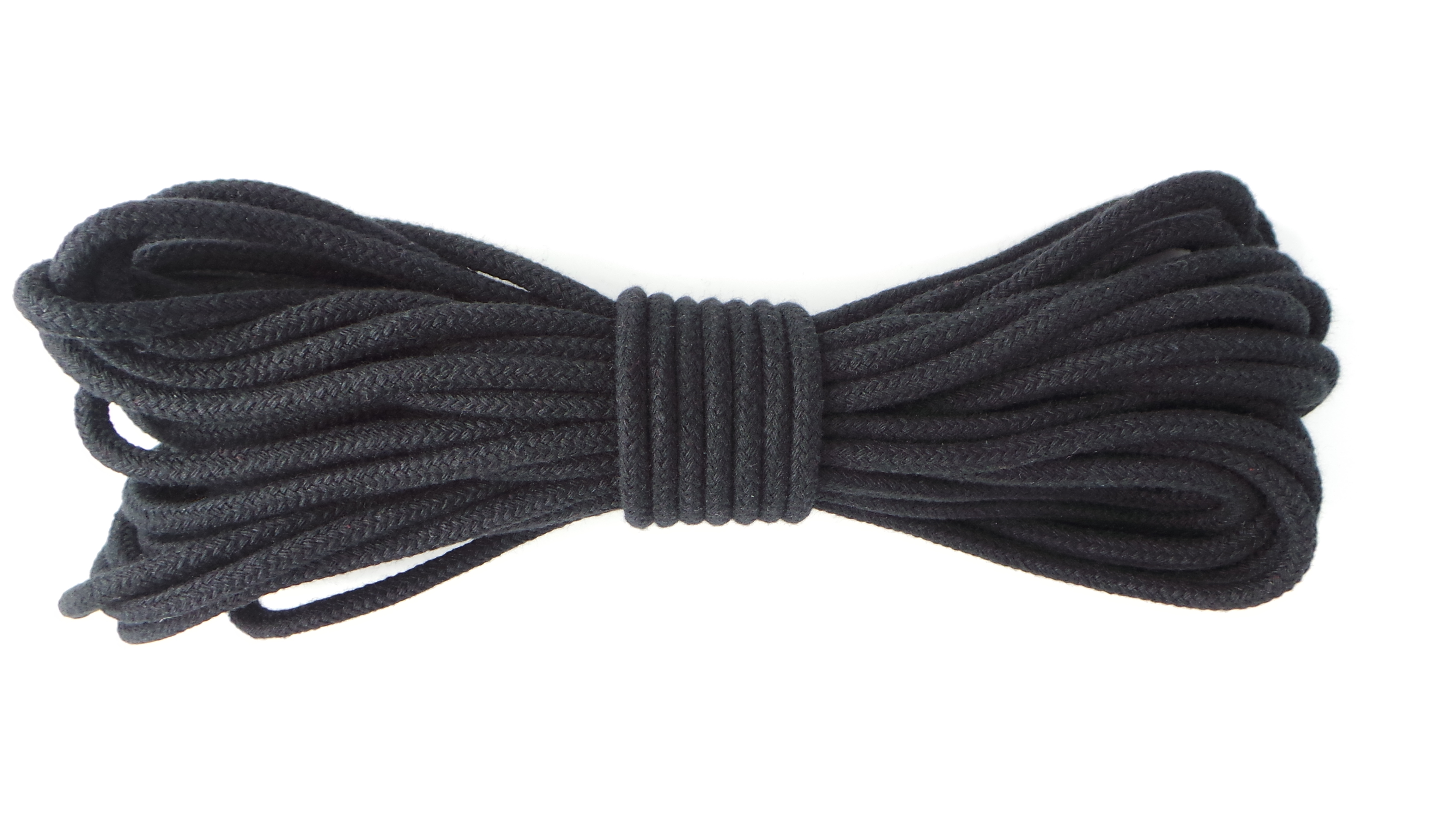 Braided cotton rope with core, 6 mm, black