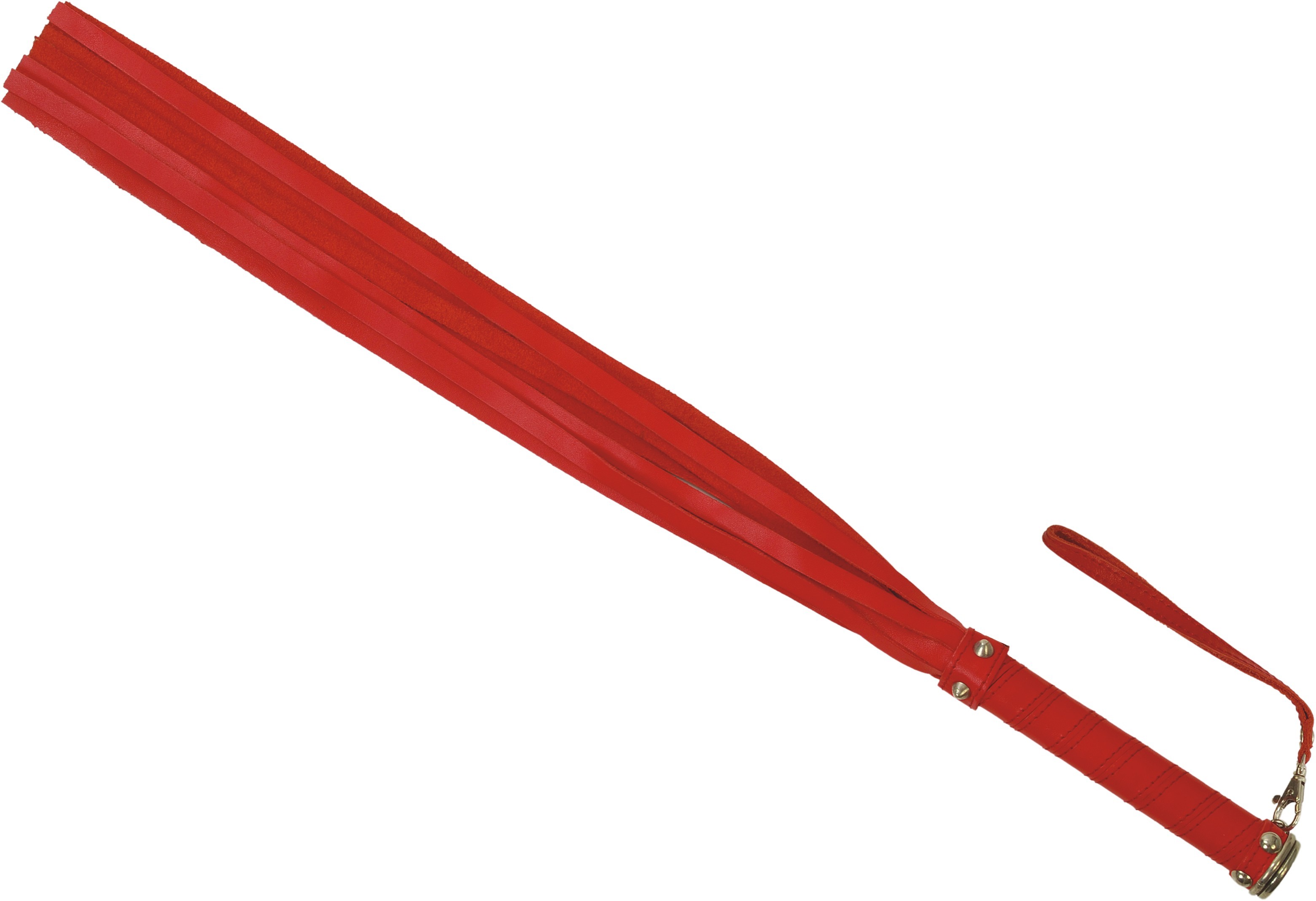 Leather whip red with strap handle