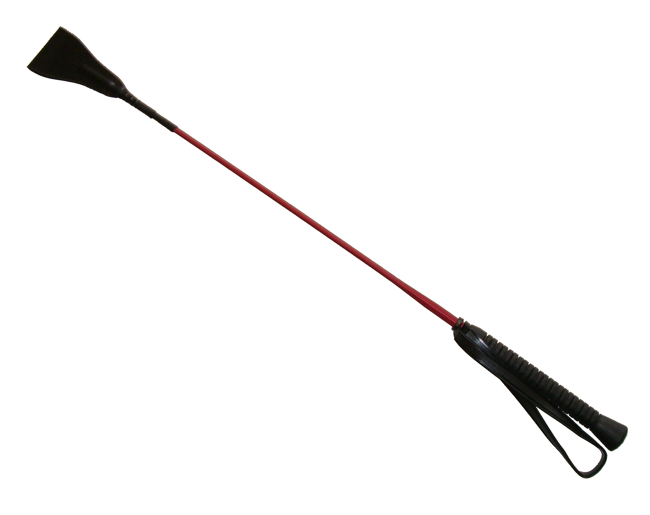 Crop with leather swatter with red handle