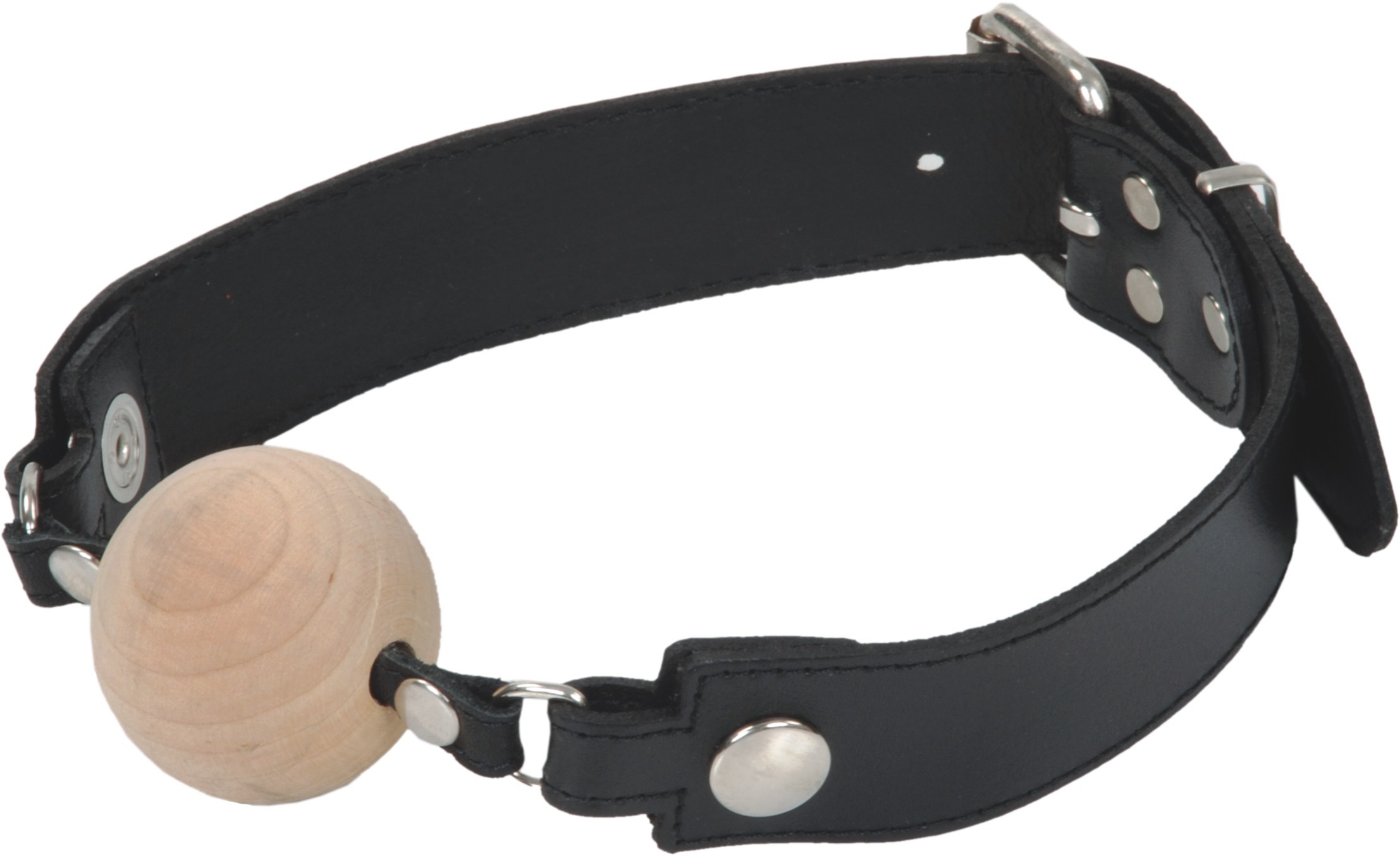 Mouth gag with wooden ball