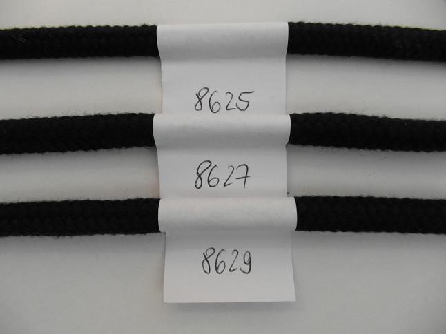 Braided cotton rope without core, 8 mm, black
