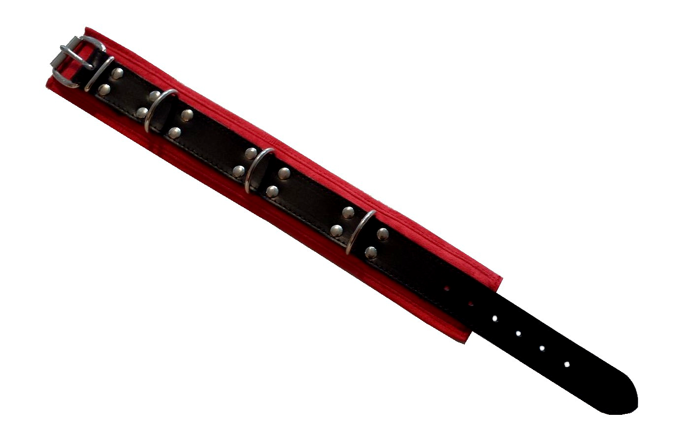 Collar inside red imitation suede