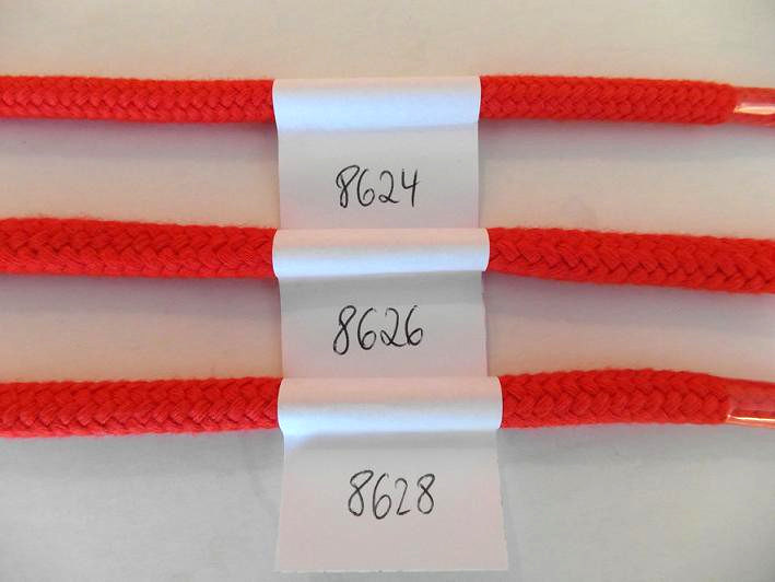 Braided cotton rope without core, 8 mm, red