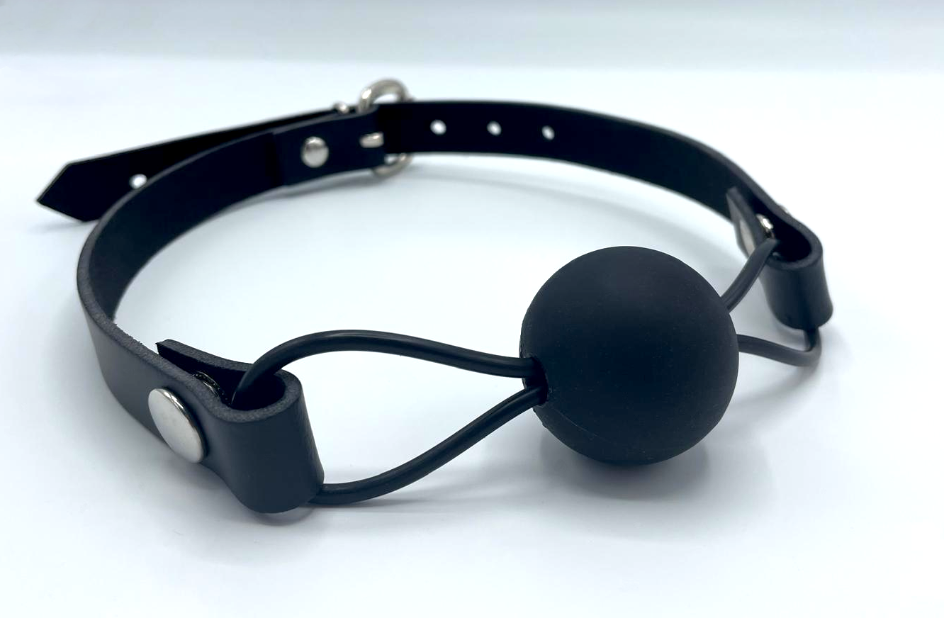 Mouth gag with black silicone ball 50 mm medical silicone