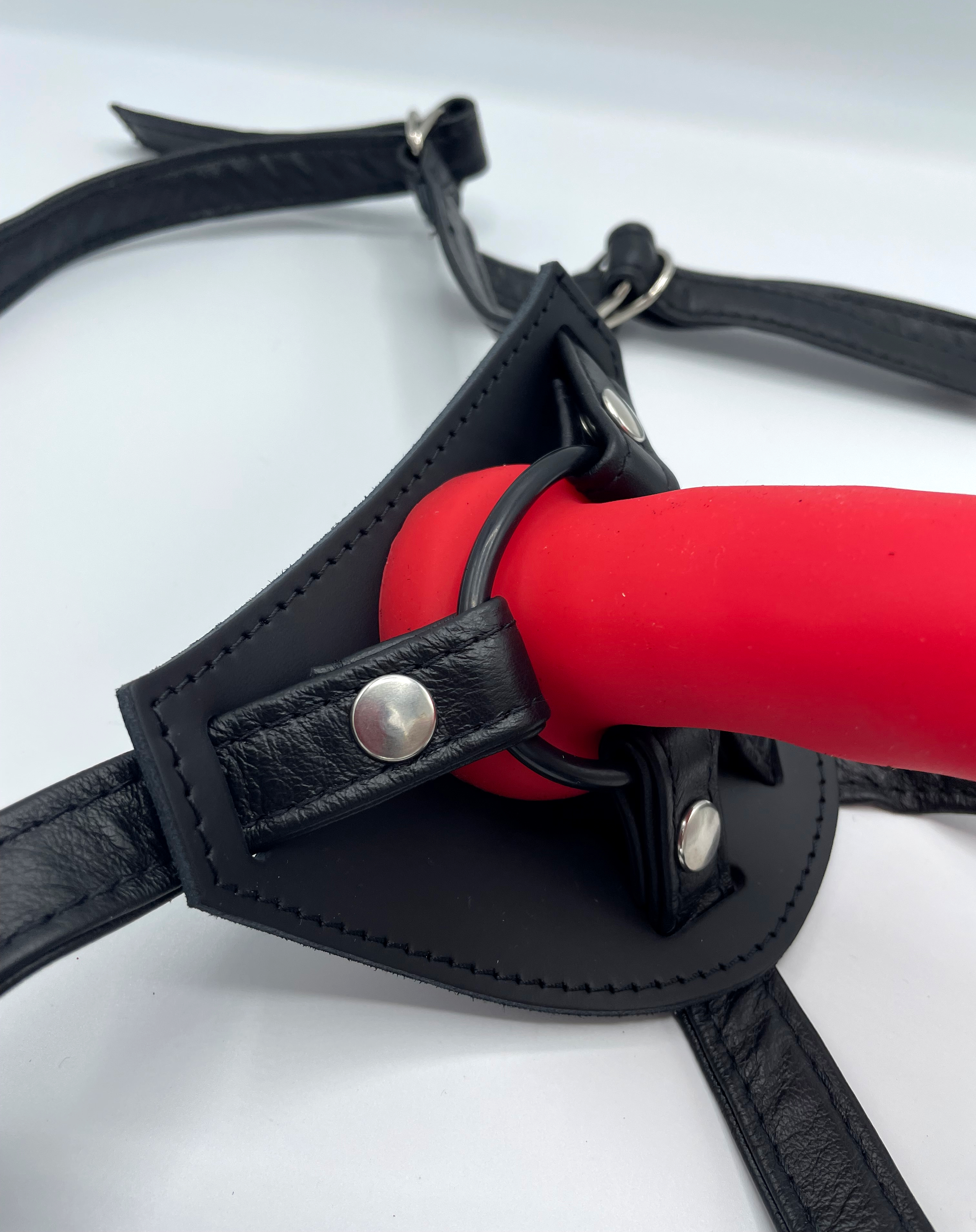 Leather harness strap on with dildo in a set at a special price