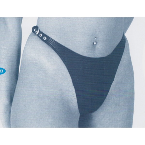 Women's thong with reptile print inserts